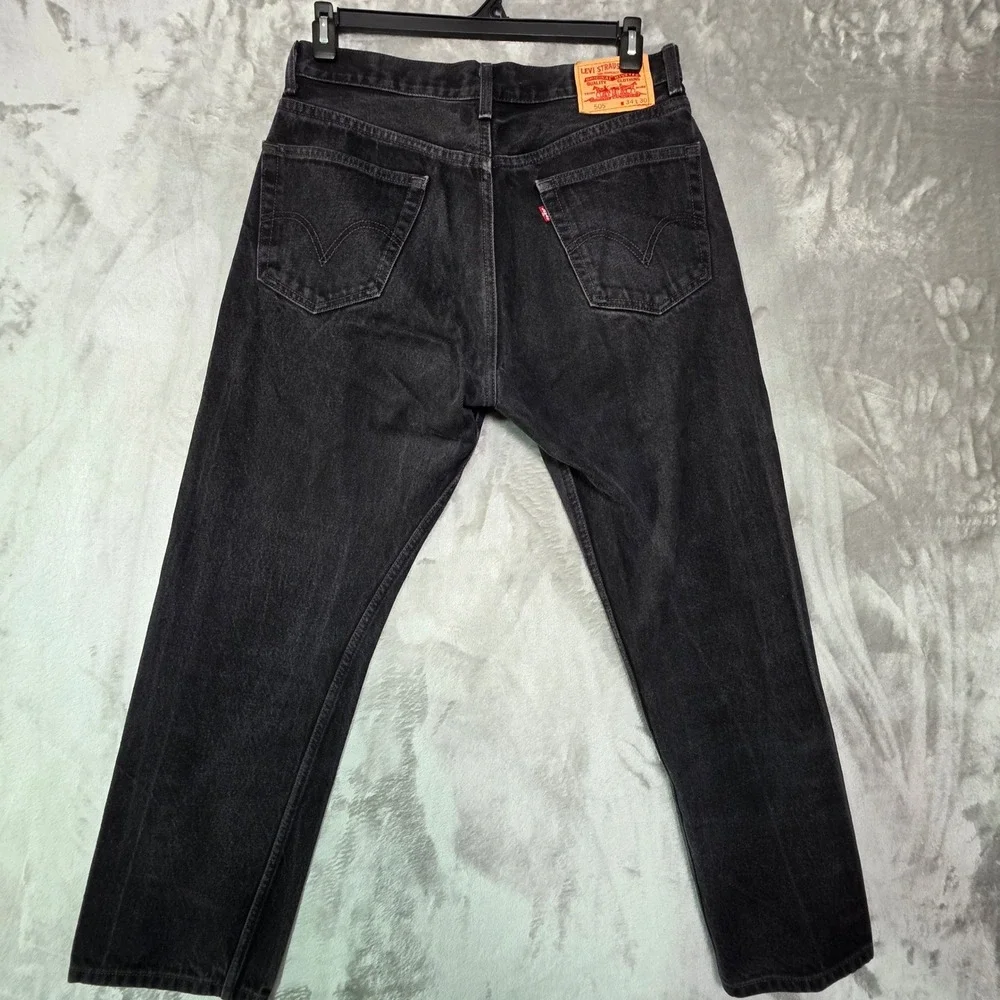 Levis 505 Regular Fit Mens Black Denim Jeans 34x30 Straight Leg Cotton 1194